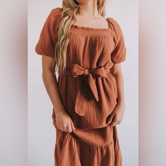 Lush Ginger Puffed Sleeve Dress - M - Picture 4 of 9